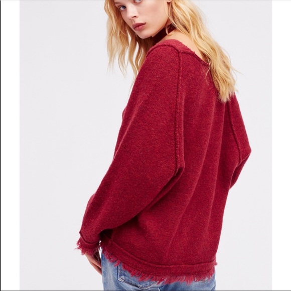 FREE PEOPLE fringe wool off shoulder sweater - Picture 3 of 4